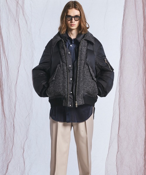 MAISON SPECIAL(メゾンスペシャル)の「《UNISEX》異素材ドッキングプライムオーバーミリタリーダウンブルゾン/Mixed Materials Docking Prime-Over Military Down Jacket【MAISON SPECIAL/メゾンスペシャル】(ダウンジャケット/コート・メンズ・グレー/ブラック・2/1/0)」の22枚目の写真