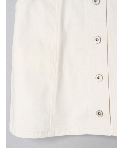 E hyphen world gallery（イーハイフンワールドギャラリー）の「フロントボタン台形ミニスカｰト（スカート・レディース・ベージュ/インディゴブルー/ブラック/カーキ/オフホワイト・FREE）」の9枚目の写真