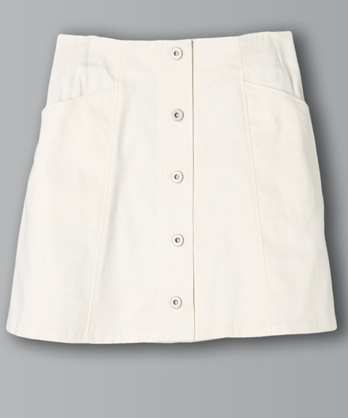 E hyphen world gallery（イーハイフンワールドギャラリー）の「フロントボタン台形ミニスカｰト（スカート・レディース・ベージュ/インディゴブルー/ブラック/カーキ/オフホワイト・FREE）」の13枚目の写真