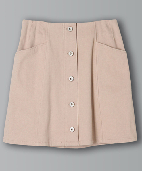 E hyphen world gallery（イーハイフンワールドギャラリー）の「フロントボタン台形ミニスカｰト（スカート・レディース・ベージュ/インディゴブルー/ブラック/カーキ/オフホワイト・FREE）」の15枚目の写真