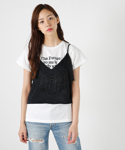 MOUSSY（マウジー）の「SATIN CAMI F（キャミソール・レディース・ダークグリーン/ブラック・FREE）」の2枚目の写真