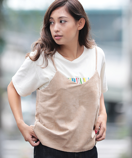 Denime（ドゥニーム）の「フェイクスウェードキャミソール（キャミソール・レディース・ベージュ/ブラック/カーキ・FREE）」の3枚目の写真