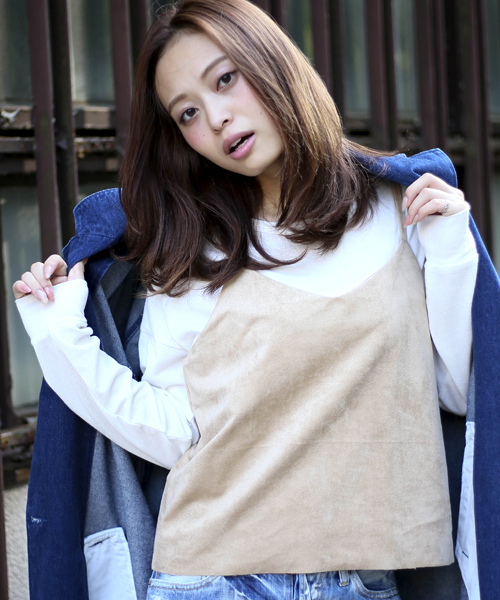 Denime（ドゥニーム）の「フェイクスウェードキャミソール（キャミソール・レディース・ベージュ/ブラック/カーキ・FREE）」の8枚目の写真