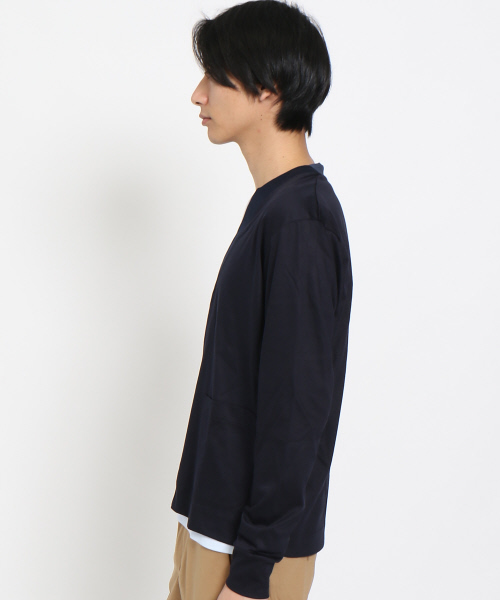 ABAHOUSE(アバハウス)の「異素材切り替えカーディガン(カーディガン/ボレロ・メンズ・ネイビー/ベージュ・44/46/48)」の4枚目の写真