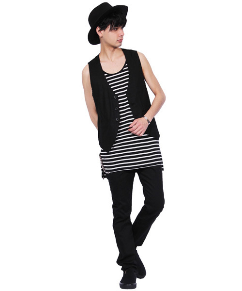 ８(eight)（エイト）の「綿 麻 ジレ ベスト ジャケット リネン（ベスト・メンズ・ブラック/キナリ/ベージュ/ネイビー/カーキ・LARGE/MEDIUM/X-LARGE）」の7枚目の写真