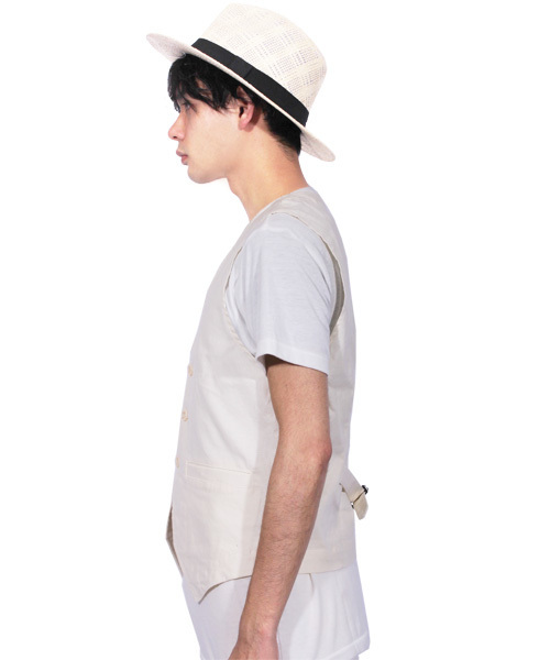 ８(eight)（エイト）の「綿 麻 ジレ ベスト ジャケット リネン（ベスト・メンズ・ブラック/キナリ/ベージュ/ネイビー/カーキ・LARGE/MEDIUM/X-LARGE）」の21枚目の写真