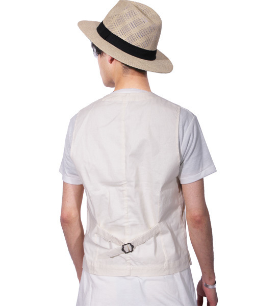 ８(eight)（エイト）の「綿 麻 ジレ ベスト ジャケット リネン（ベスト・メンズ・ブラック/キナリ/ベージュ/ネイビー/カーキ・LARGE/MEDIUM/X-LARGE）」の22枚目の写真