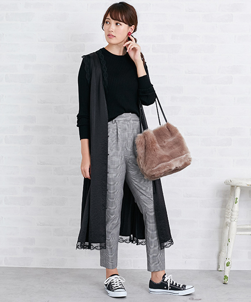 N.（N. Natural Beauty Basic）（エヌエヌナチュラルビューティーベーシック）の「テープレースジレ（ワンピース・レディース・ブラック/ピンク・MEDIUM）」の10枚目の写真