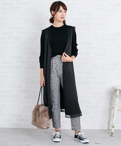 N.（N. Natural Beauty Basic）（エヌエヌナチュラルビューティーベーシック）の「テープレースジレ（ワンピース・レディース・ブラック/ピンク・MEDIUM）」の8枚目の写真