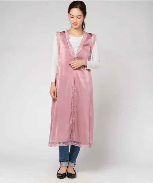 N.（N. Natural Beauty Basic）（エヌエヌナチュラルビューティーベーシック）の「テープレースジレ（ワンピース・レディース・ブラック/ピンク・MEDIUM）」の15枚目の写真