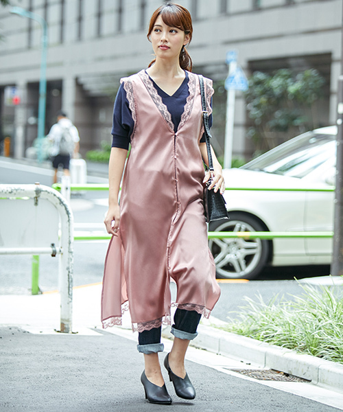 N.（N. Natural Beauty Basic）（エヌエヌナチュラルビューティーベーシック）の「テープレースジレ（ワンピース・レディース・ブラック/ピンク・MEDIUM）」の20枚目の写真