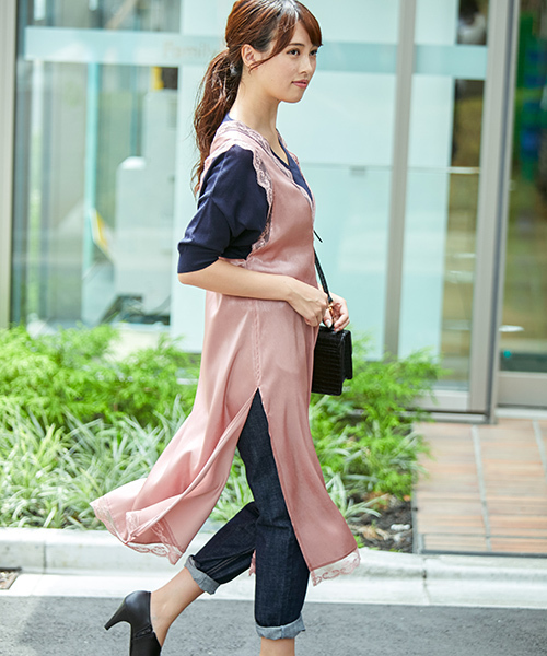 N.（N. Natural Beauty Basic）（エヌエヌナチュラルビューティーベーシック）の「テープレースジレ（ワンピース・レディース・ブラック/ピンク・MEDIUM）」の13枚目の写真