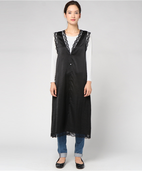 N.（N. Natural Beauty Basic）（エヌエヌナチュラルビューティーベーシック）の「テープレースジレ（ワンピース・レディース・ブラック/ピンク・MEDIUM）」の18枚目の写真