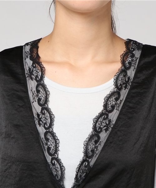 N.（N. Natural Beauty Basic）（エヌエヌナチュラルビューティーベーシック）の「テープレースジレ（ワンピース・レディース・ブラック/ピンク・MEDIUM）」の9枚目の写真