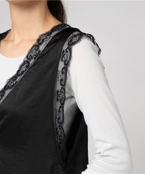 N.（N. Natural Beauty Basic）（エヌエヌナチュラルビューティーベーシック）の「テープレースジレ（ワンピース・レディース・ブラック/ピンク・MEDIUM）」の3枚目の写真