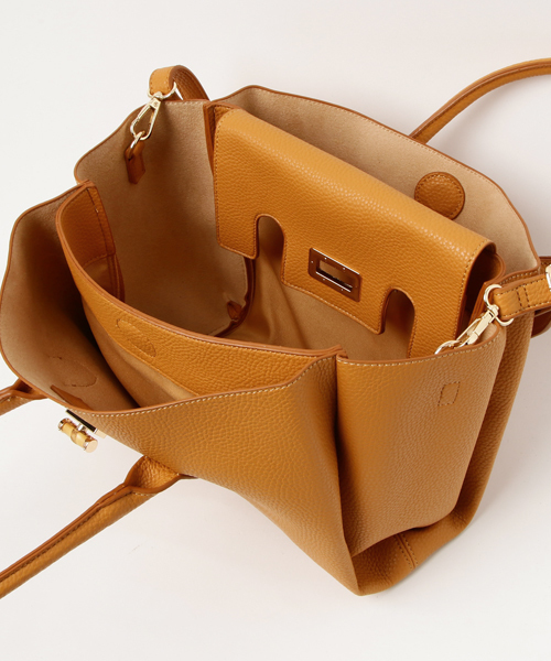 un dix cors（アンディコール）の「バンブーヒネリバッグ（ショルダーバッグ・レディース・モカ/オレンジ・ﾌﾘ-）」の7枚目の写真