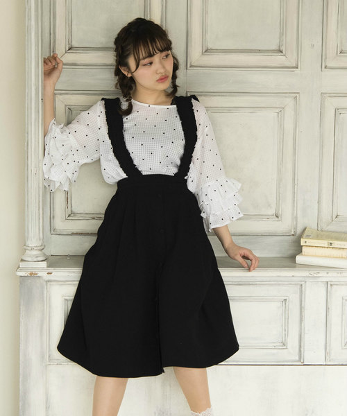 OLIVE des OLIVE（オリーブデオリーブ）の「ドットプリント袖フリル ブラウス（シャツ/ブラウス・レディース・ホワイト/ブラック・FREE）」の8枚目の写真