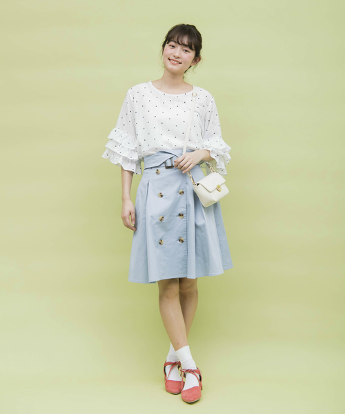 OLIVE des OLIVE（オリーブデオリーブ）の「ドットプリント袖フリル ブラウス（シャツ/ブラウス・レディース・ホワイト/ブラック・FREE）」の11枚目の写真