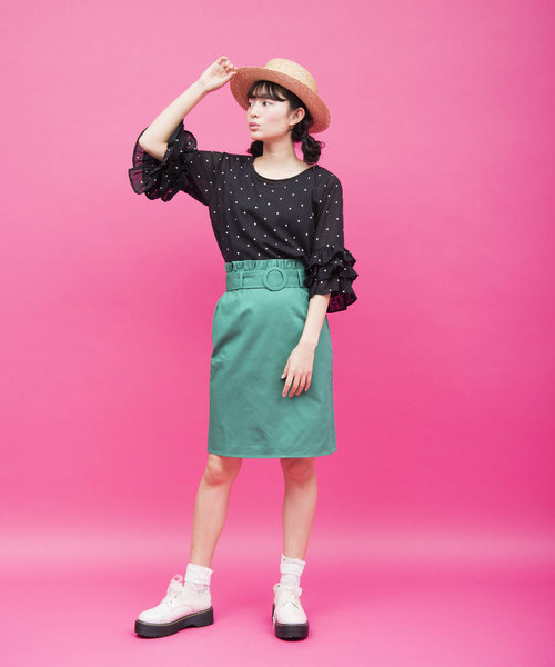 OLIVE des OLIVE（オリーブデオリーブ）の「ドットプリント袖フリル ブラウス（シャツ/ブラウス・レディース・ホワイト/ブラック・FREE）」の7枚目の写真