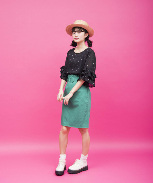 OLIVE des OLIVE（オリーブデオリーブ）の「ドットプリント袖フリル ブラウス（シャツ/ブラウス・レディース・ホワイト/ブラック・FREE）」の10枚目の写真