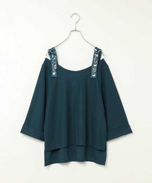 VENCEEXCHANGE(ヴァンスエクスチェンジ)の「デコラビジューオフショルプルオーバー (Tシャツ/カットソー・レディース・オフホワイト/ブラック/ダークグリーン・MEDIUM)」の3枚目の写真