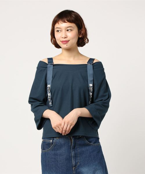 VENCEEXCHANGE(ヴァンスエクスチェンジ)の「デコラビジューオフショルプルオーバー (Tシャツ/カットソー・レディース・オフホワイト/ブラック/ダークグリーン・MEDIUM)」の6枚目の写真