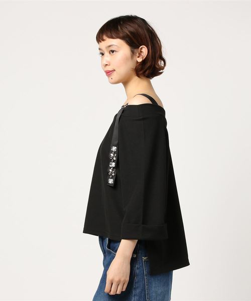 VENCEEXCHANGE(ヴァンスエクスチェンジ)の「デコラビジューオフショルプルオーバー (Tシャツ/カットソー・レディース・オフホワイト/ブラック/ダークグリーン・MEDIUM)」の5枚目の写真