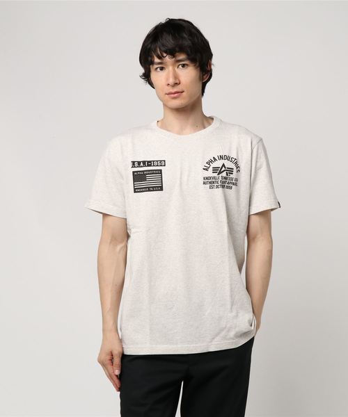 Alpha アルファ の 半袖 プリントｔシャツ 両胸プリント Tシャツ カットソー Wear