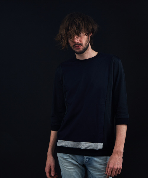 5351 POUR LES HOMMES（ゴーサンゴーイチプールオム）の「ダブル裏毛7分袖プルオーバー（スウェット・メンズ・ブラック/ネイビー・44/46/48/50）」の2枚目の写真