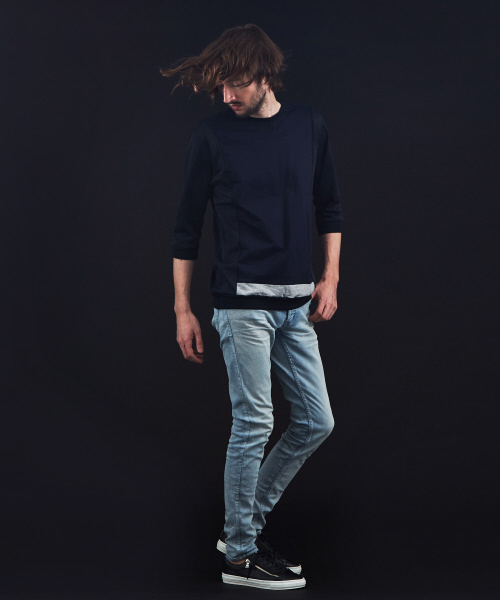 5351 POUR LES HOMMES（ゴーサンゴーイチプールオム）の「ダブル裏毛7分袖プルオーバー（スウェット・メンズ・ブラック/ネイビー・44/46/48/50）」の3枚目の写真