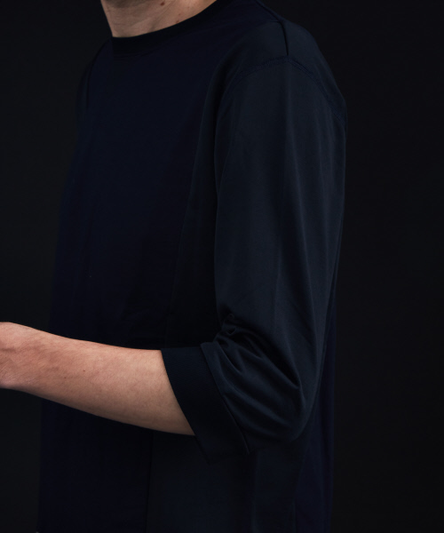 5351 POUR LES HOMMES（ゴーサンゴーイチプールオム）の「ダブル裏毛7分袖プルオーバー（スウェット・メンズ・ブラック/ネイビー・44/46/48/50）」の8枚目の写真