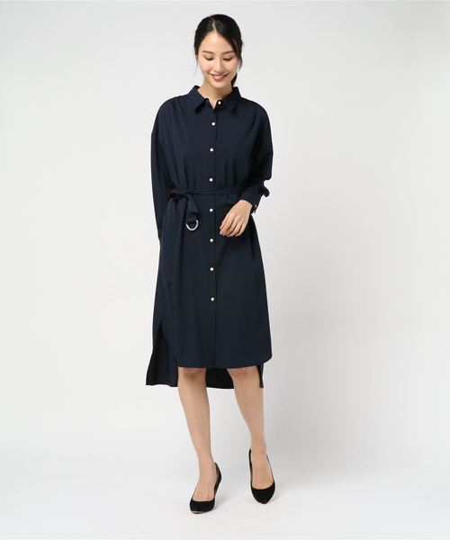TRUDEA（トルディア）の「シャツワンピース（ワンピース・レディース・ホワイト/ネイビー/カーキ/ホワイト×ブラック/ホワイト×ネイビー・MEDIUM）」の9枚目の写真