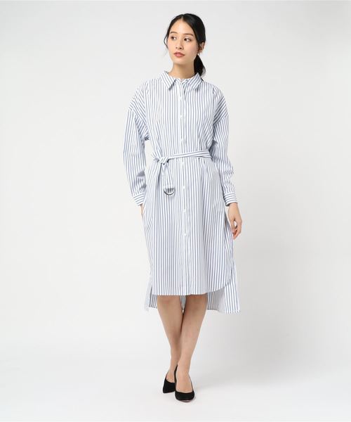 TRUDEA（トルディア）の「シャツワンピース（ワンピース・レディース・ホワイト/ネイビー/カーキ/ホワイト×ブラック/ホワイト×ネイビー・MEDIUM）」の8枚目の写真