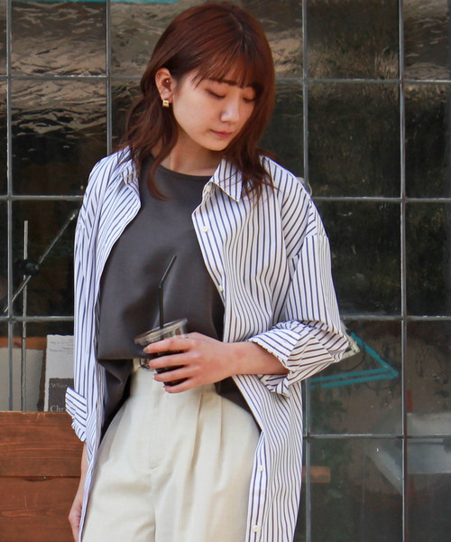 TRUDEA（トルディア）の「シャツワンピース（ワンピース・レディース・ホワイト/ネイビー/カーキ/ホワイト×ブラック/ホワイト×ネイビー・MEDIUM）」の10枚目の写真
