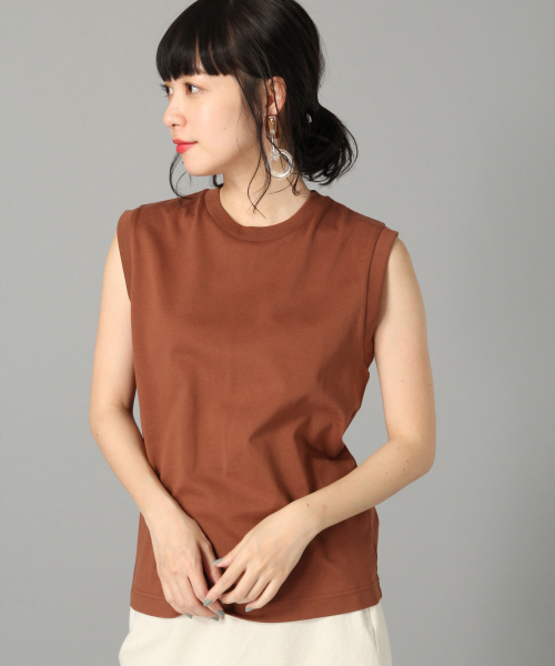 LOWRYS FARM（ローリーズファーム）の「トルコオーガニックノースリーブ　831242（Tシャツ/カットソー・レディース・ブラック/ブラウン/オフホワイト/カーキ・MEDIUM/LARGE）」の3枚目の写真