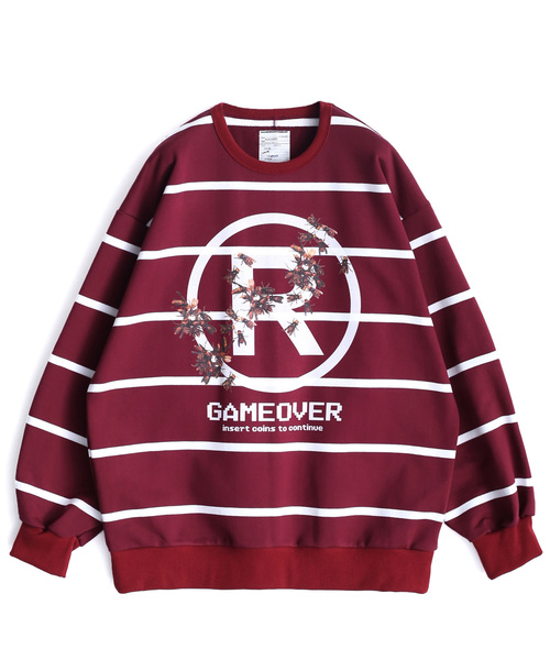 SHAREEF（シャリーフ）の「BORDER BIG SWEAT（スウェット・メンズ・レッド/ブラック/ラベンダー・1/3/2）」の3枚目の写真