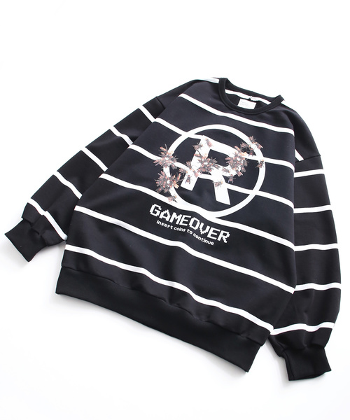 SHAREEF（シャリーフ）の「BORDER BIG SWEAT（スウェット・メンズ・レッド/ブラック/ラベンダー・1/3/2）」の5枚目の写真