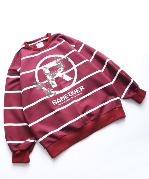 SHAREEF（シャリーフ）の「BORDER BIG SWEAT（スウェット・メンズ・レッド/ブラック/ラベンダー・1/3/2）」の13枚目の写真