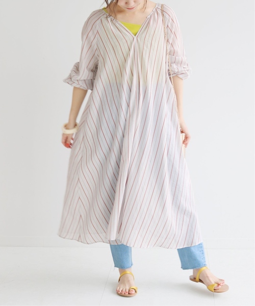 SLOBE citron.(スローブシトロン)の「SLOBE citron. ストライプギャザーワンピース◆(ワンピース・レディース・レッド/ブルー/アイボリー・FREE)」の19枚目の写真