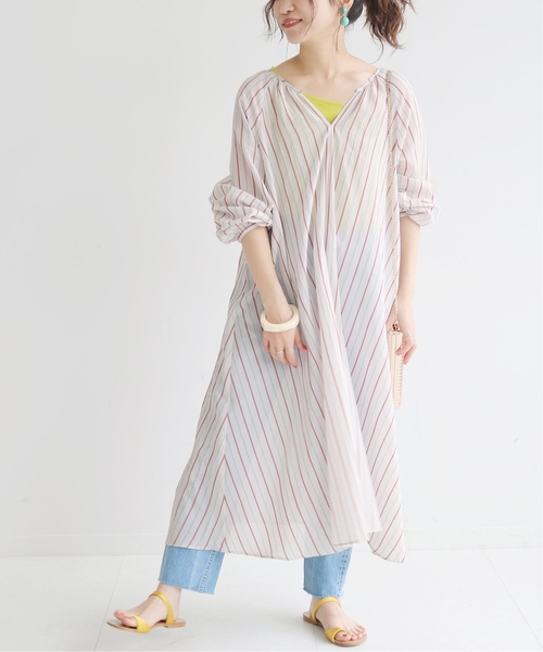 SLOBE citron.(スローブシトロン)の「SLOBE citron. ストライプギャザーワンピース◆(ワンピース・レディース・レッド/ブルー/アイボリー・FREE)」の20枚目の写真