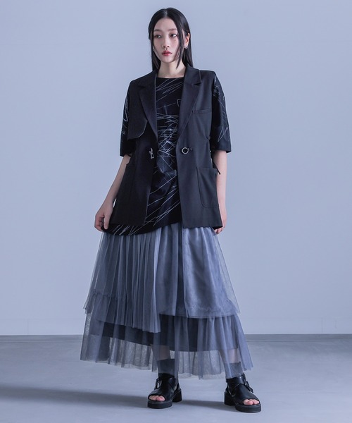 kOhAKU(コハク)の「アシンメトリー手書き風デザインTシャツ(Tシャツ/カットソー・レディース・ブラック/オフホワイト・FREE)」の18枚目の写真
