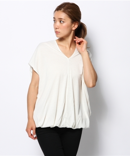 OUTLET(アウトレット)の「【Discoat】リバ裾バルーンチュニック(Tシャツ/カットソー・レディース・アイボリー/オレンジ・FREE)」の1枚目の写真