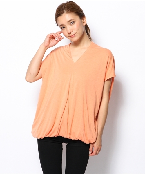 OUTLET(アウトレット)の「【Discoat】リバ裾バルーンチュニック(Tシャツ/カットソー・レディース・アイボリー/オレンジ・FREE)」の2枚目の写真
