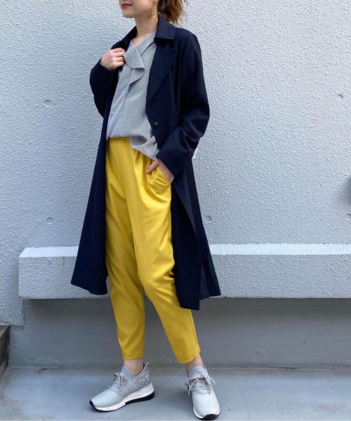 PICCIN（ピッチン）の「マットカルゼサイド切り替えコート（トレンチコート・レディース・ベージュ/ネイビー/イエロー・MEDIUM/LARGE）」の7枚目の写真