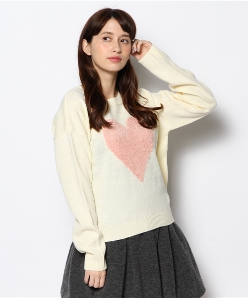 WEGO（ウィゴー）の「WEGO/ハートモチーフニット（ニット/セーター・レディース・アイボリー/ブラック/サックスブルー・FREE）」の11枚目の写真