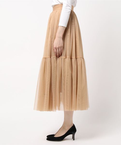 miniyu(ミニュウ)の「チュールティアードスカート(スカート・レディース・ブラック/カーキ/ベージュ・FREE)」の5枚目の写真