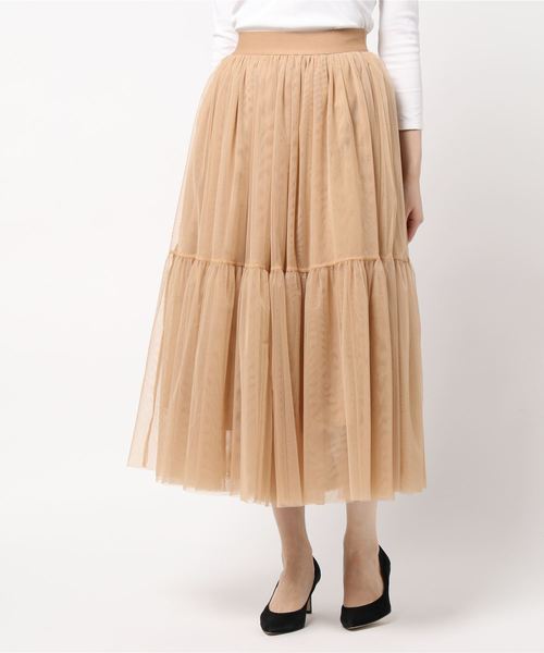 miniyu(ミニュウ)の「チュールティアードスカート(スカート・レディース・ブラック/カーキ/ベージュ・FREE)」の8枚目の写真