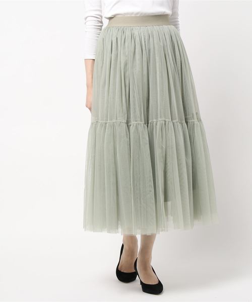 miniyu(ミニュウ)の「チュールティアードスカート(スカート・レディース・ブラック/カーキ/ベージュ・FREE)」の7枚目の写真