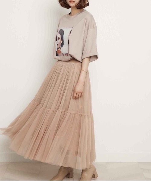 miniyu(ミニュウ)の「チュールティアードスカート(スカート・レディース・ブラック/カーキ/ベージュ・FREE)」の12枚目の写真