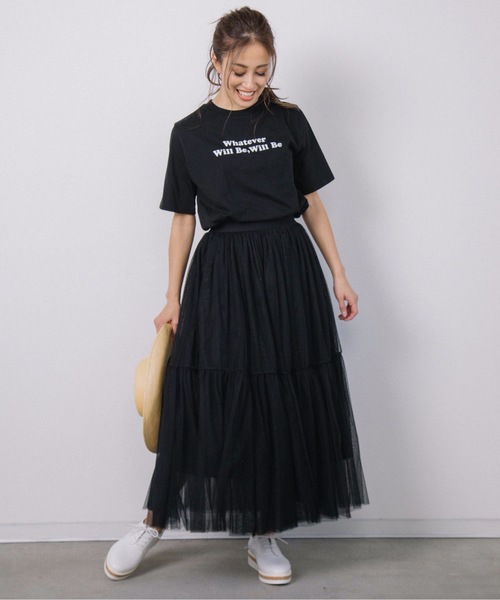 miniyu(ミニュウ)の「チュールティアードスカート(スカート・レディース・ブラック/カーキ/ベージュ・FREE)」の11枚目の写真